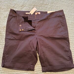 Loft Outlet Bermuda Roll Short Size 16 Womens NWT Navy